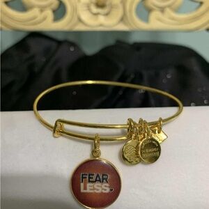 Alex & Ani Gold Bangle Bracelet with Fearless Charm